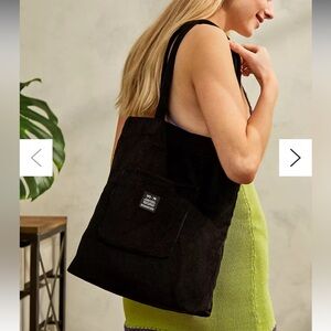 UO Black Tote Bag Corduroy Pocket Tote Bag Urban Outfitters